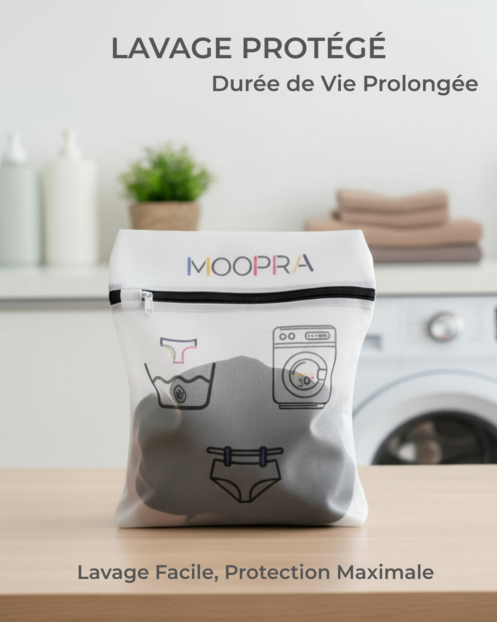 Lot 2 Pochettes Étanches + Filet de Lavage pour Culotte Menstruelle