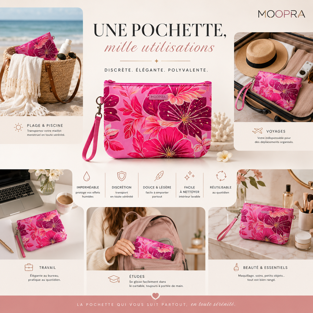 Pochette Néoprène Grand Format pour Culotte Menstruelle et Maillot