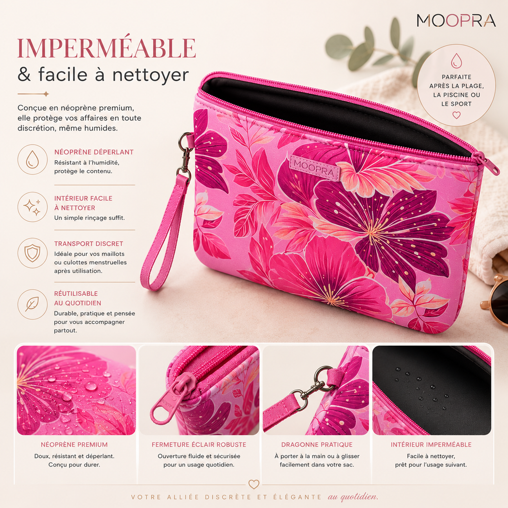 Pochette Néoprène Grand Format pour Culotte Menstruelle et Maillot