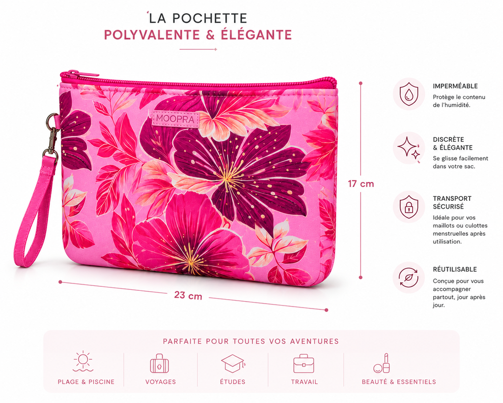 Pochette Néoprène Grand Format pour Culotte Menstruelle et Maillot